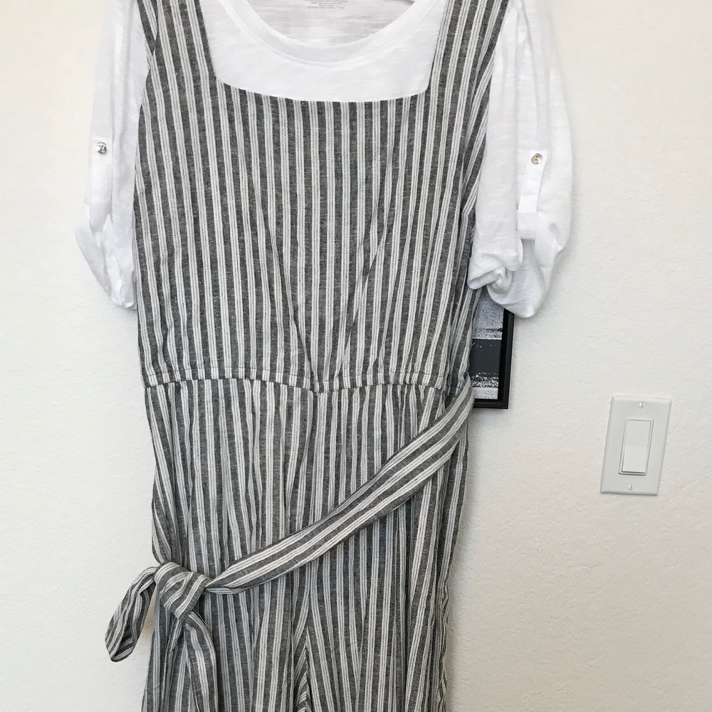 Lane Bryant Linen Jumpsuit & White Cotton T-Shirt